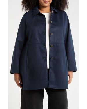Tahari Faux Suede Coat - Blue