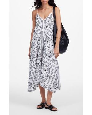 Madewell Embroidered Deep V-Neck Midi Dress - Blue