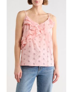 Forgotten Grace Double Ruffle Eyelet Cami - Pink