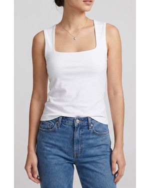 French Connection Square Neck Shirred Tank - Blue