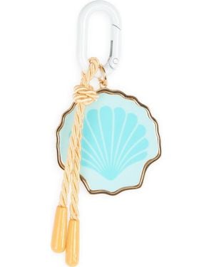 Leith Painted Seashell Carabiner Clip Bag Charm - Blue