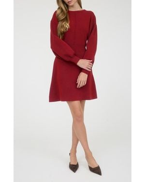 AUGUST SKY Tie Back Long Sleeve Minidress - Red