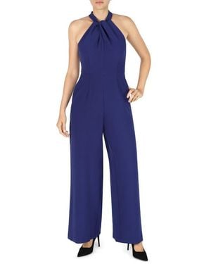 Julia Jordan Halter Neck Wide Leg Jumpsuit - Blue