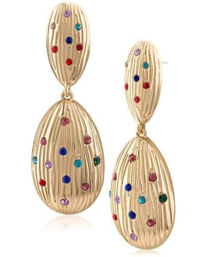 Jardin Fluted Crystal Drop Earrings - Metallic