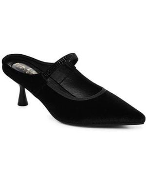 Nicole Miller Leslie Pointed Toe Mary Jane Mule - Black