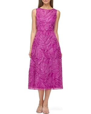 JS Collections Sequin Soutache Lace Cocktail Dress - Purple