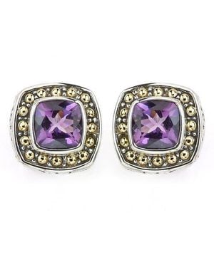 Samuel B. Sterling & 18K Semiprecious Stone Cushion Stud Earrings - Purple