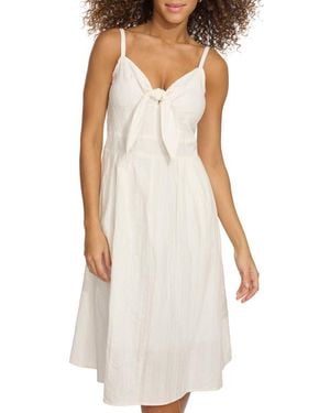Kensie Bow Tie Front Cotton Minidress - White