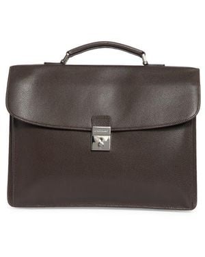 Longchamp Leather Flap Briefcase - Brown