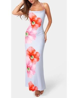 Bebe Print Satin Maxi Dress - White