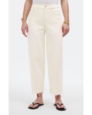 Madewell The Perfect Vintage Raw Hem High Waist Crop Wide Leg Jeans - White