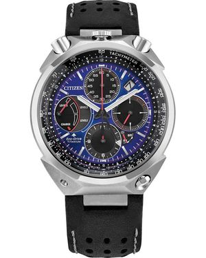 Citizen Promaster Tsuno Chronograph Racer Super Titanium Leather Strap Watch, 43.3Mm - Gray