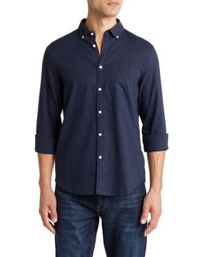 Original Penguin Linen Blend Woven Solid Button-Down Shirt - Blue