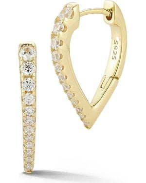 Glaze Jewelry Cubic Zirconia Dagger Huggie Hoop Earrings - Metallic