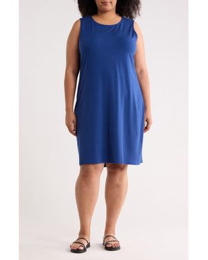 Eileen Fisher V-Neck Shift Dress - Blue