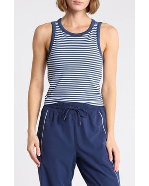 90 Degrees Seamless Ribbed Striped Tank - Blue