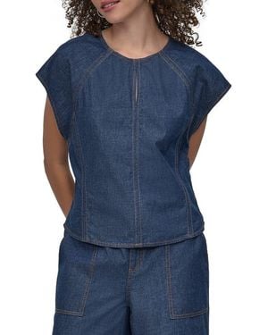 DKNY Seamed Denim Top - Blue