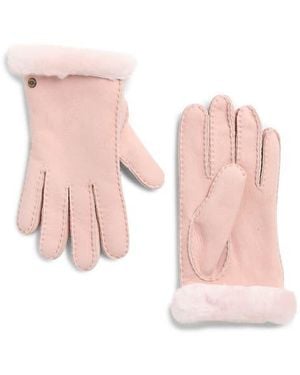 UGG Classic Genuine Shearling Suede Gloves - Pink