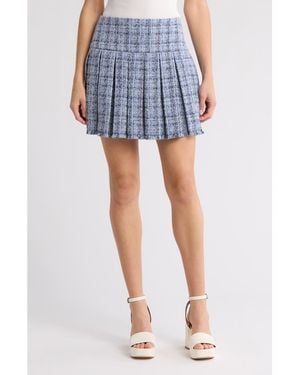 Alice + Olivia Emilie Tweed Box Pleat Miniskirt - Blue