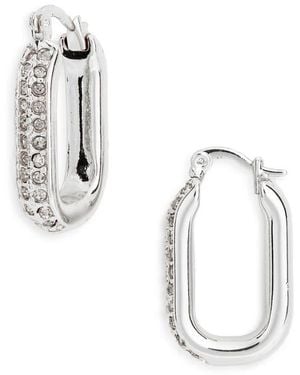 Kurt Geiger Pavé Crystal Oval Hoop Earrings - Metallic