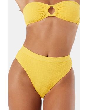 Roxy Haleiwa Banded High Waist Bikini Bottoms - Yellow