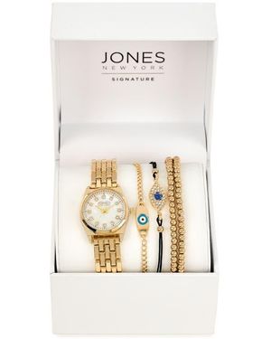 Jones New York Mother-Of-Pearl Dial Bracelet Watch & Stackable Bracelet Set, 26Mm X 32Mm - White