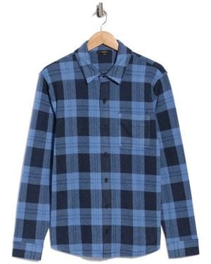 Vince Plaid Knit Shirt Jacket - Blue