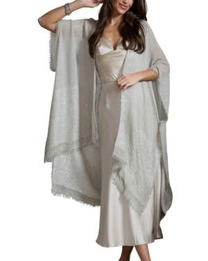 Saachi Shimmer Sequin Longline Ruana - Gray