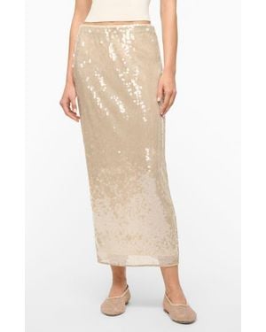 STAUD Casey Sequin Skirt - Natural