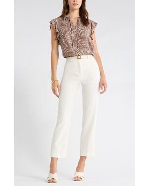Nordstrom Rack Tie Neck Ruffle Cap Sleeve Top - White