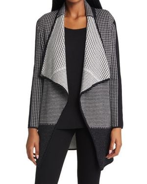 Ming Wang Draped Open Front Knit Jacket - Black
