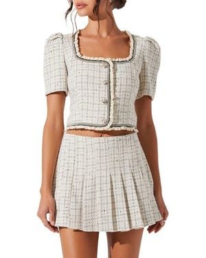 Astr Zoela Tweed Crop Jacket - Gray