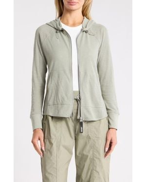 DKNY Slub Waffle Knit Zip Hoodie - Gray