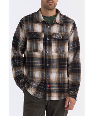 HUNTER Heavyweight Flannel Plaid Long Sleeve Cotton Button-Up Shirt - Black