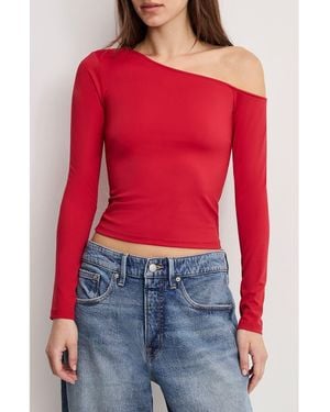 GOOD AMERICAN Weightless One-Shoulder Top - Red