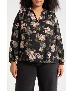 DR2 by Daniel Rainn Textured Split Neck Top - Black