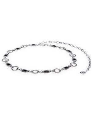 Steve Madden Faux Stone Embellished Chain Belt - Metallic