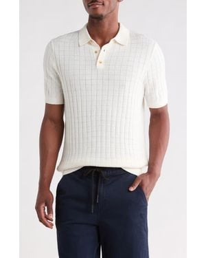 14th & Union Short Sleeve Grid Sweater Knit Polo - White