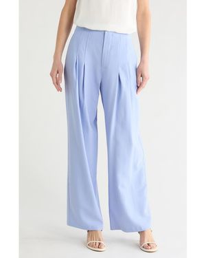 Wayf High Rise Pleated Wide Leg Pants - Blue