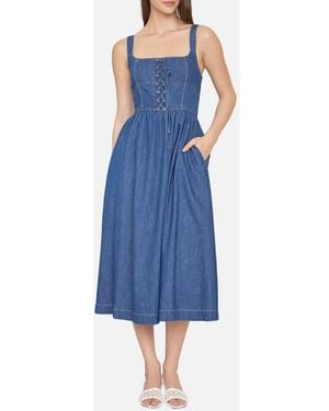 Blu Pepper Sleeveless Lace-Up Midi Dress - Blue