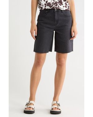Vigoss Denim Cuff Off Bermuda Shorts - Blue
