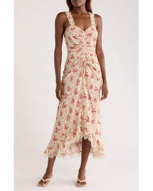 Cinq À Sept Stevie Ruched Lace Trim Cocktail Dress - Pink