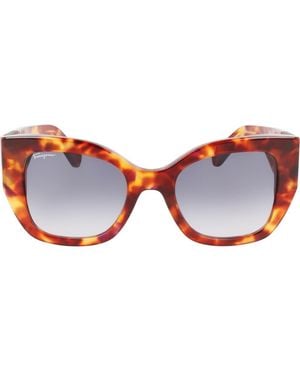 Ferragamo Gancini 51Mm Gradient Modified Rectangular Sunglasses - Brown