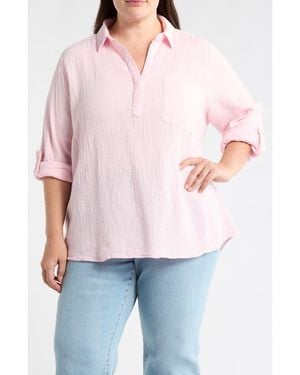 Beach Lunch Lounge Lenora Cotton Gauze Popover Top - Red