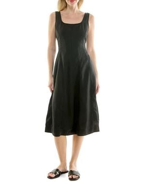 Nicole Miller Twill Fit & Flare Tank Dress - Black