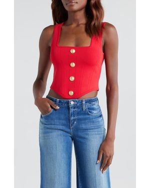 L'Agence Saga Square Neck Tank - Red