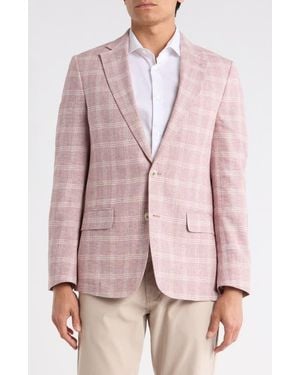 Original Penguin Windowpane Plaid Linen & Cotton Sport Coat - Pink