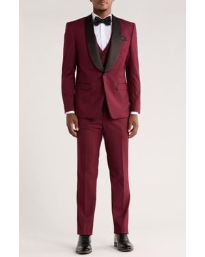 ZEGARIE Shawl Collar 3-Piece Tuxedo - Red