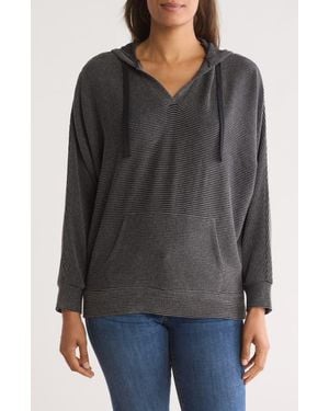Bobeau Soft Rib Knit Hoodie - Black