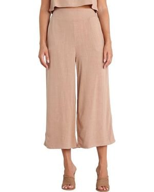 Petal & Pup Nicola Crop Wide Leg Linen Blend Pants - Natural